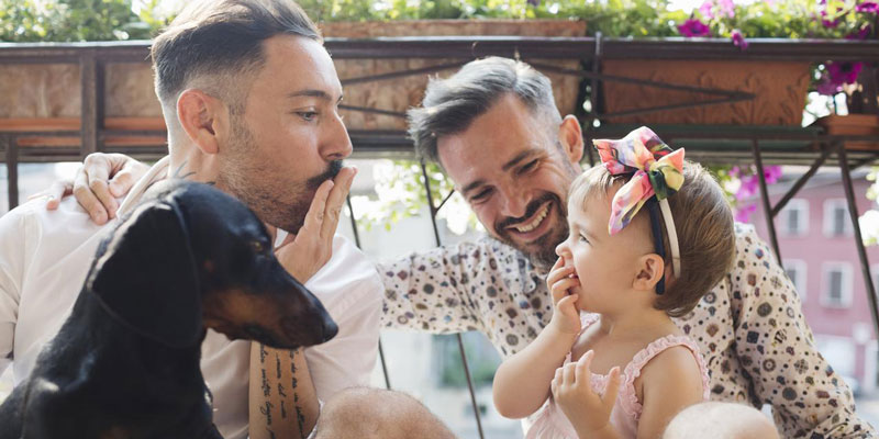 Parents and child playing